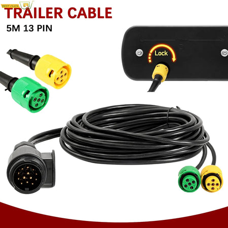5M 13-Pin 2x5-Pin Trailer Wiring Harness Kit For Towing Electric Connector Bayonet Plugs Universal Trailers Light by InterCyprus Trading Ltd