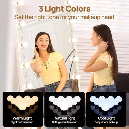 Hollywood Makeup Vanity Mirror Light Stick On &ndash; 3 Color LED