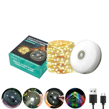 4-in-1 LED Rechargeable Camping Light &ndash; Versatile Outdoor and Festive Decor Warm Light Only