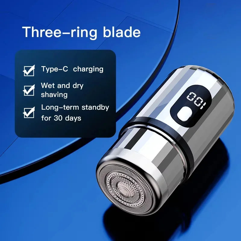 Mini Electric Shaver - USB-C Rechargeable &amp; Waterproof Portable Shaver Silver