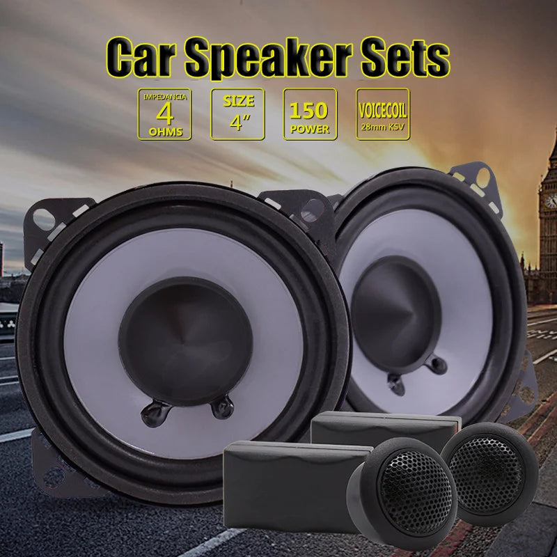 4-инчови автомобилни говорители с висока ефективност, мини куполни високочестотни говорители, коприна
