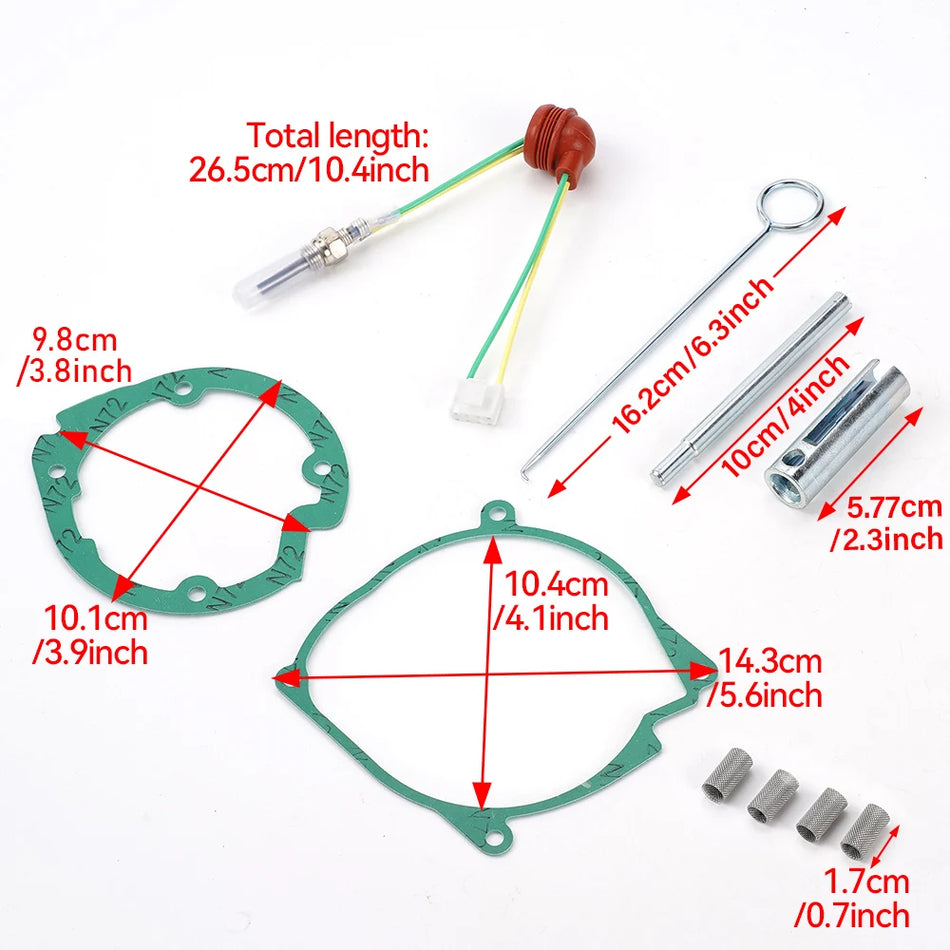 10-Piece Ignition Plug Kit for 12V/24V Parking Heaters, Flat Head