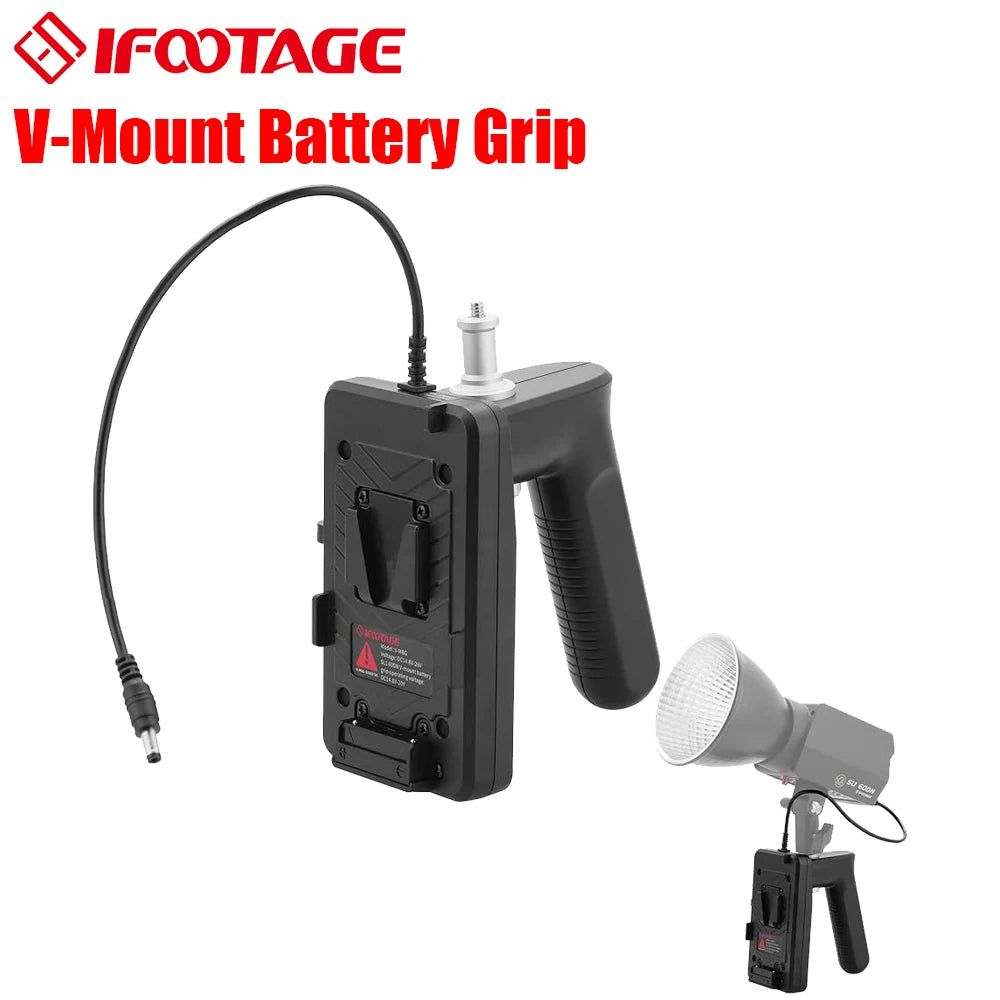 IFOOTAGE V-Mount Lock Battery Plate With Grip &ndash; Compact V-Mount Battery Grip