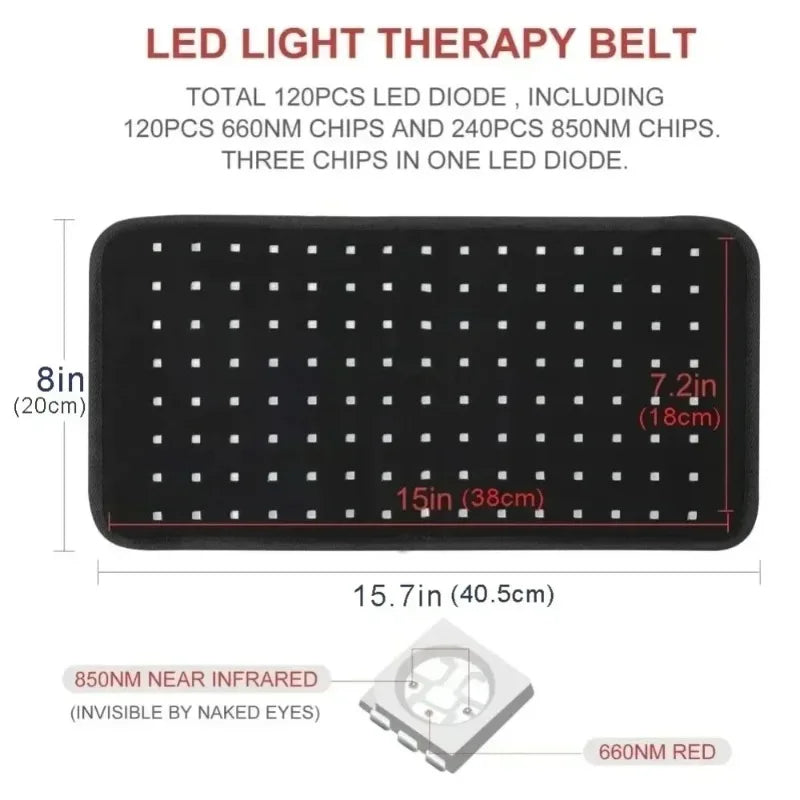 LED Infrared Light Therapy Pad for Body Fatigue Relief, 660 and 850nm Portable