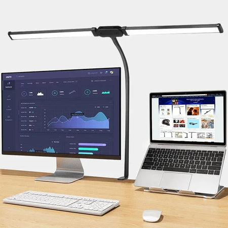 LED Desk Lamp Double/Single Head &ndash; Stepless Dimmable Double-head Black