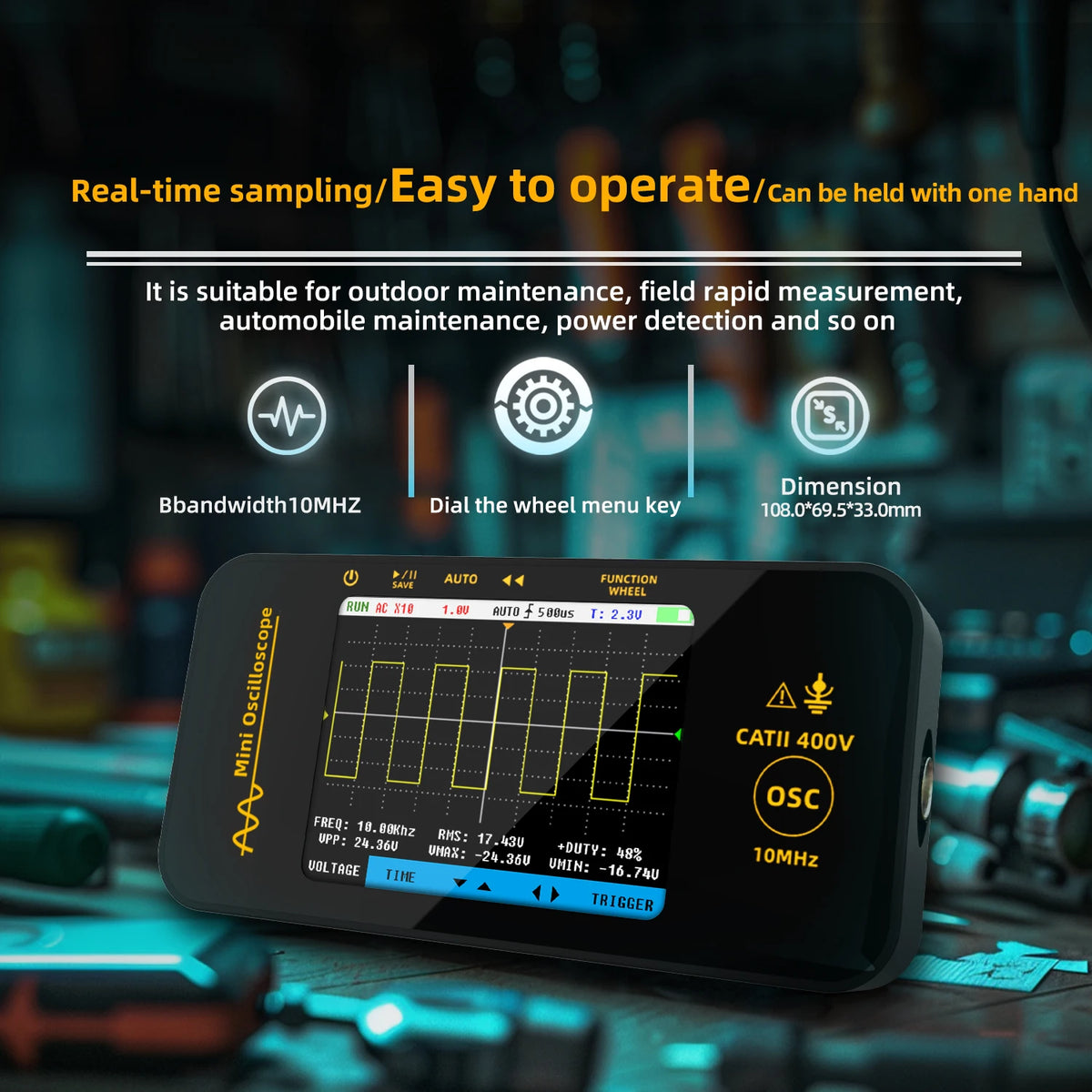 BSIDE OT3 &ndash; 10MHz Handheld Oscilloscope With Color Screen