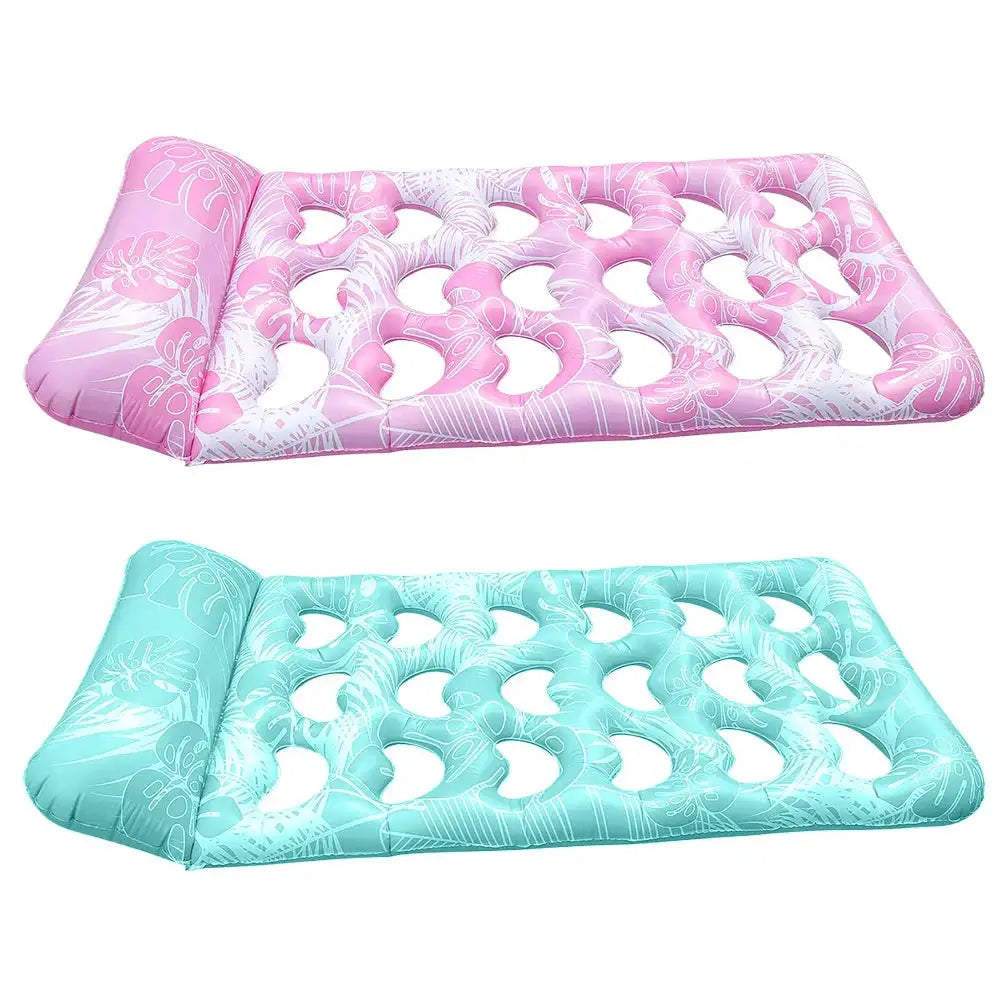 PVC Inflatable Water Air Mattress Pool Lounger With Headrest