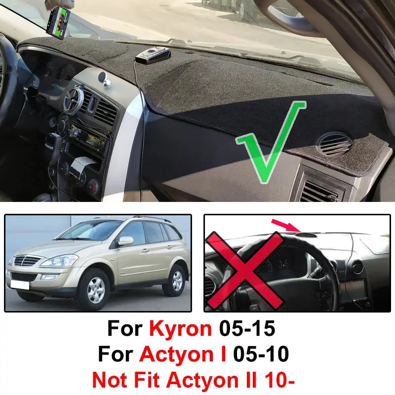 Dashboard Cover Dashmat For Actyon 2005 - 2010 For Ssangyong Kyron 2005 - 2015 Dash Mat Dash Board Cover Pad Sun Shade Carpet by InterCyprus Trading Ltd