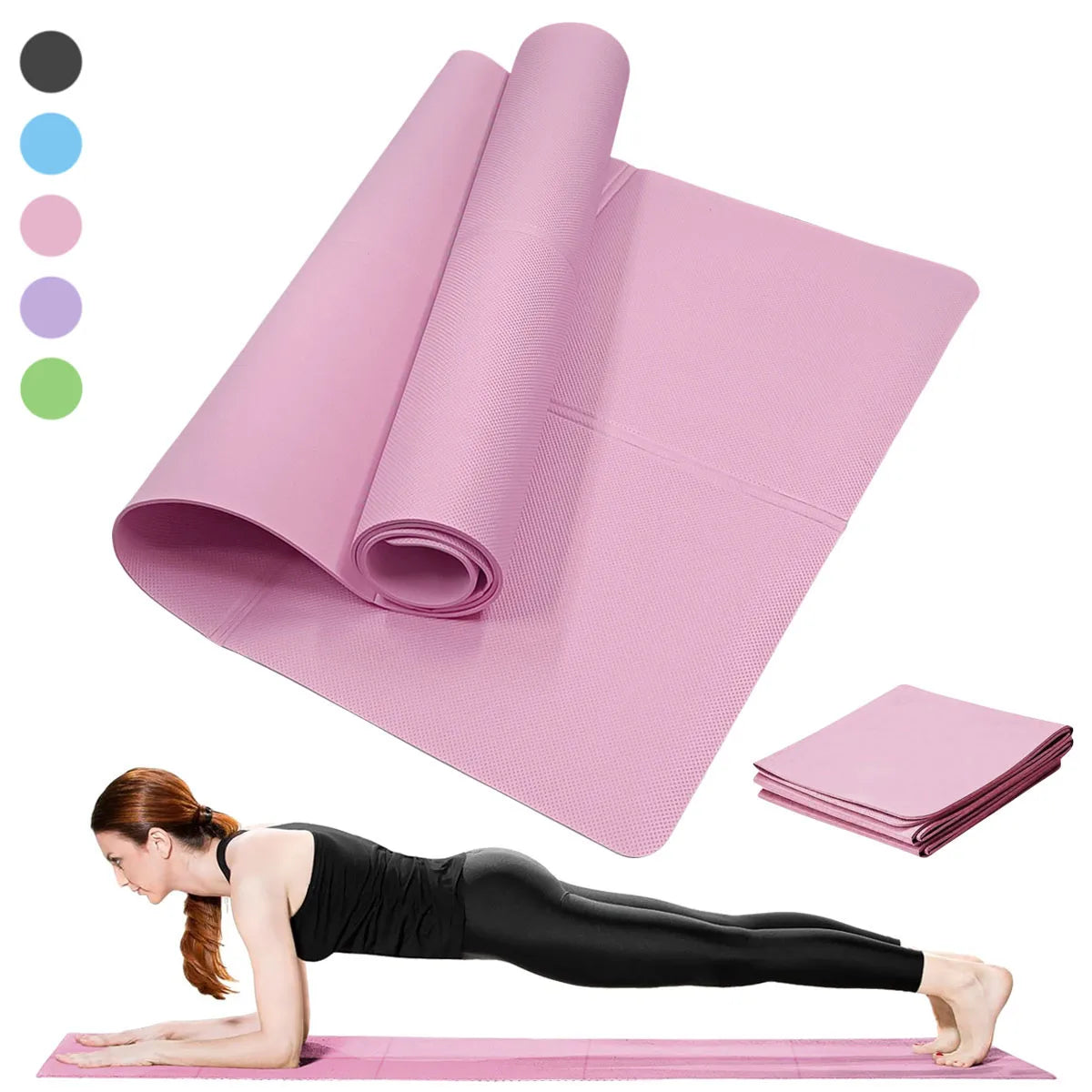 Non-Slip Yoga Mat for Women - 3/4/6mm Thick, Travel-Friendly, Home Gym Workout