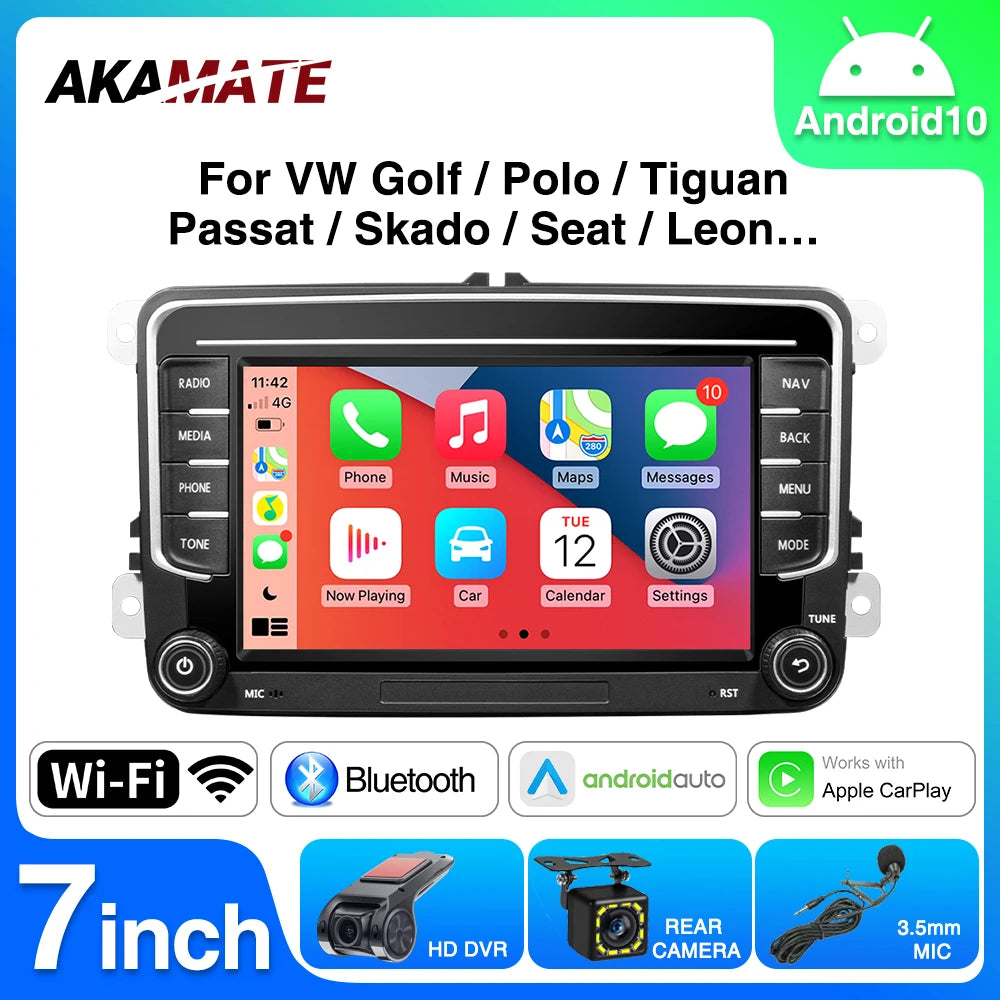 AKAMATE Car Radio CarPlay Android Auto &ndash; 7 Inch 4GB 64GB