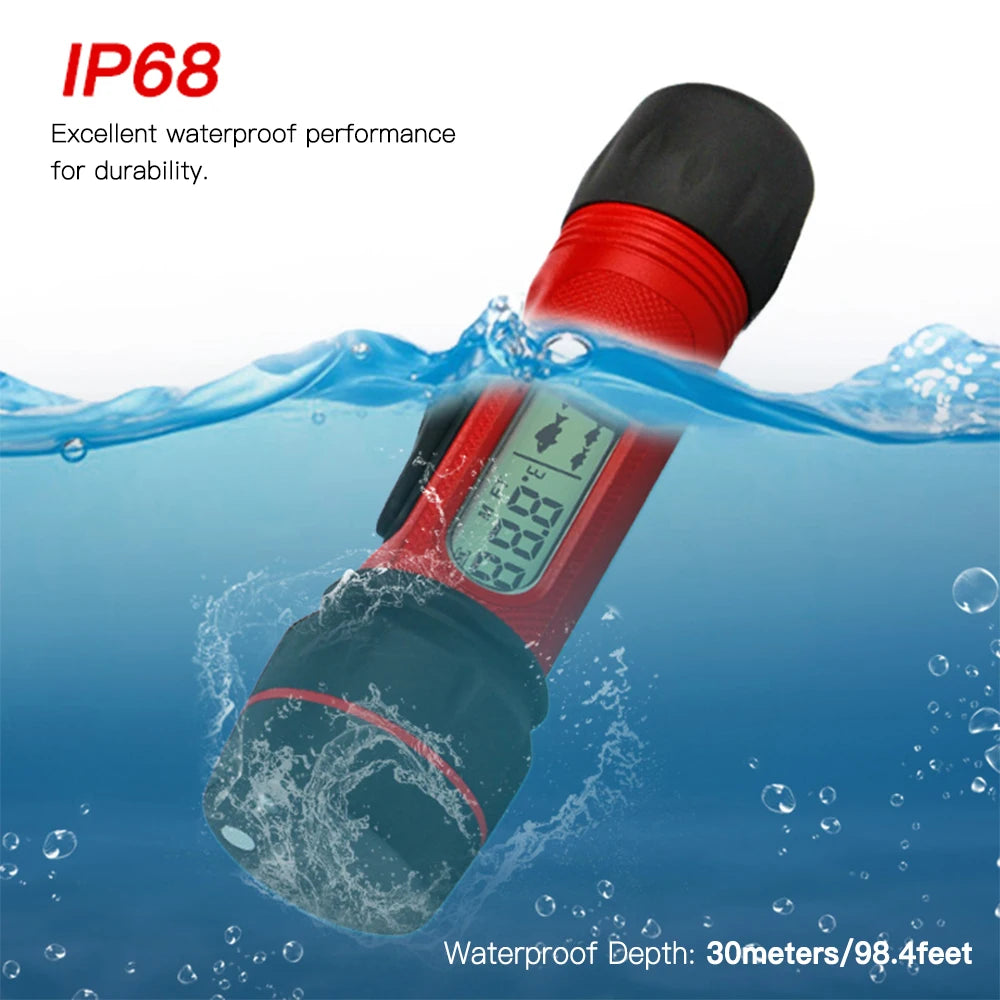 Wireless Handheld Fish Finder Sonar with LED Light, 0.8-90m Depth