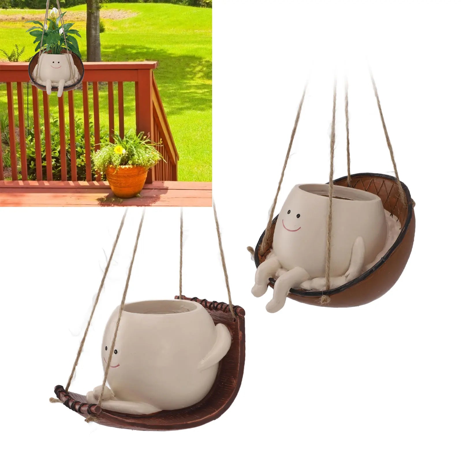 Swing Face Planter Pot &ndash; Weatherproof Indoor Decor Fun