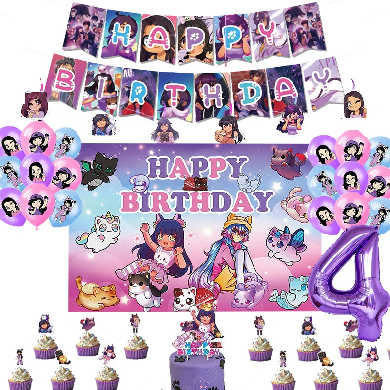Aphmau Plushies Birthday Party Decoration Set