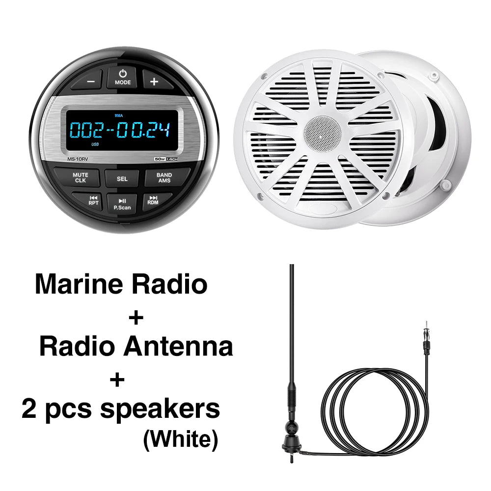 MS-10RV-1 - Waterproof IPX5 Bluetooth RV Media Player Radio White ANT