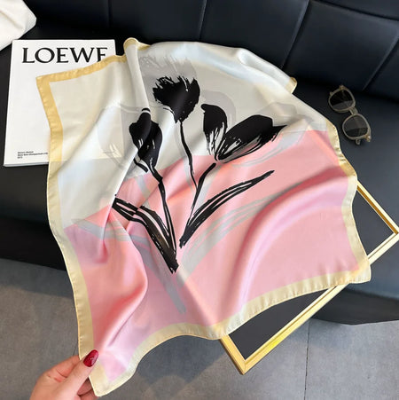 New Simple 70cm Silk Square Scarf &ndash; Elegant Satin Bandana Print 2