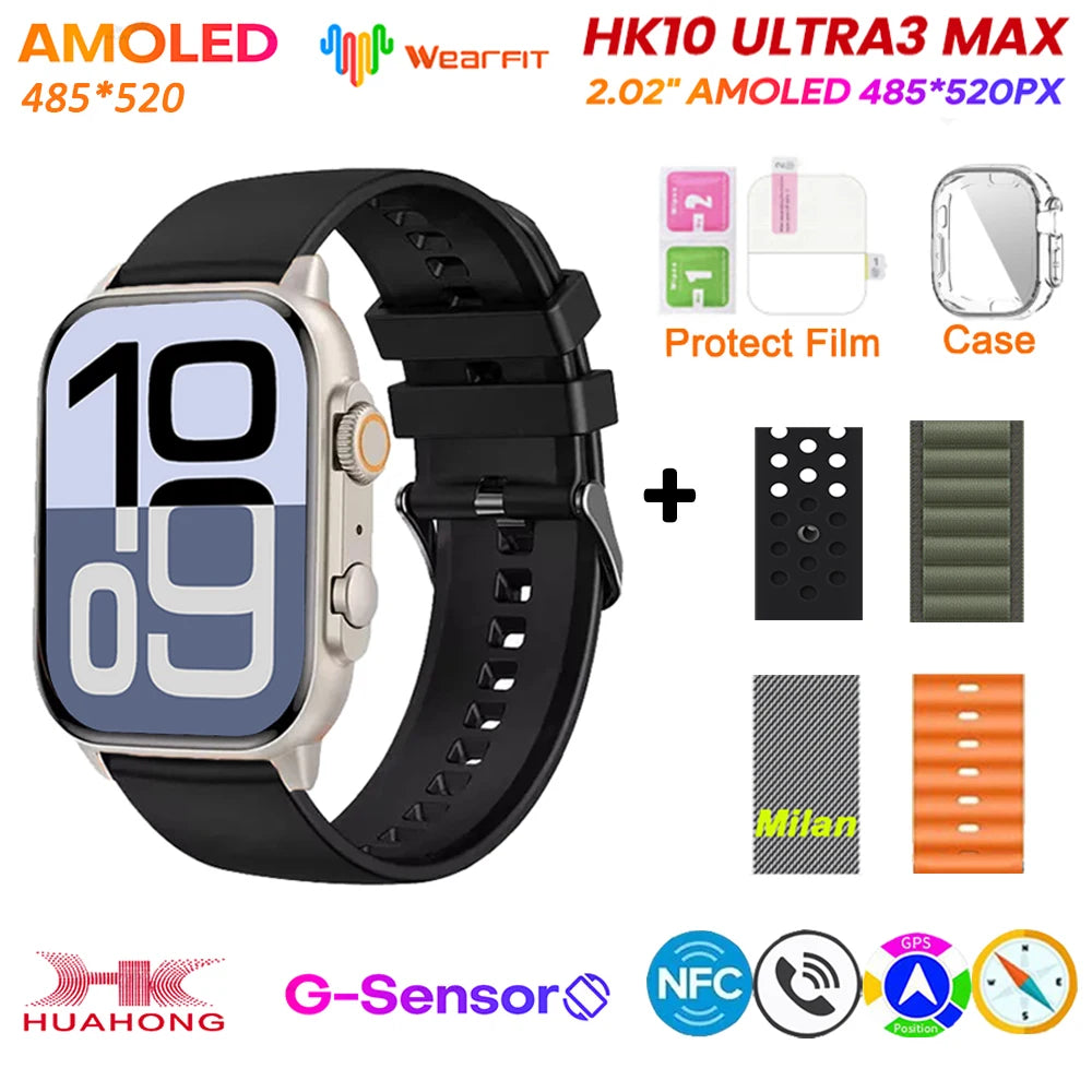 HK10 Ultra 3 MAX 2025 &ndash; AMOLED NFC GPS Smartwatch AI spbl-algr-misl-ocor