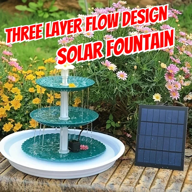 3.5W Outdoor Solar Fountain &ndash; Three Tier Ripple Design