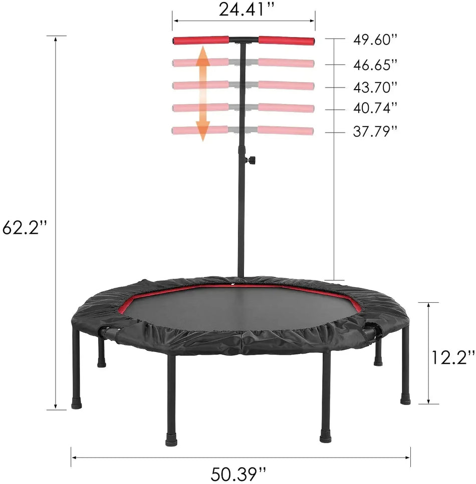 Trampolino Fitness Pieghevole 127cm Manico Regolabile in Altezza