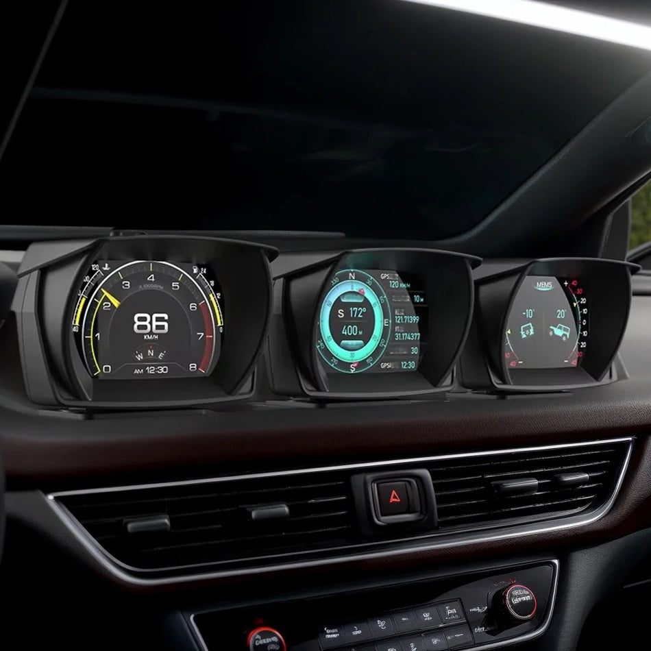 OBD2 GPS HUD Οθόνη Οργάνων Κλίσης, Θερμοκρασία Λαδιού, Τάση