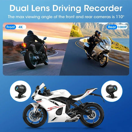 Srnubi Universal 8.1 Inch Motorcycle GPS Navigation &ndash; 4K Dual Lens Recording