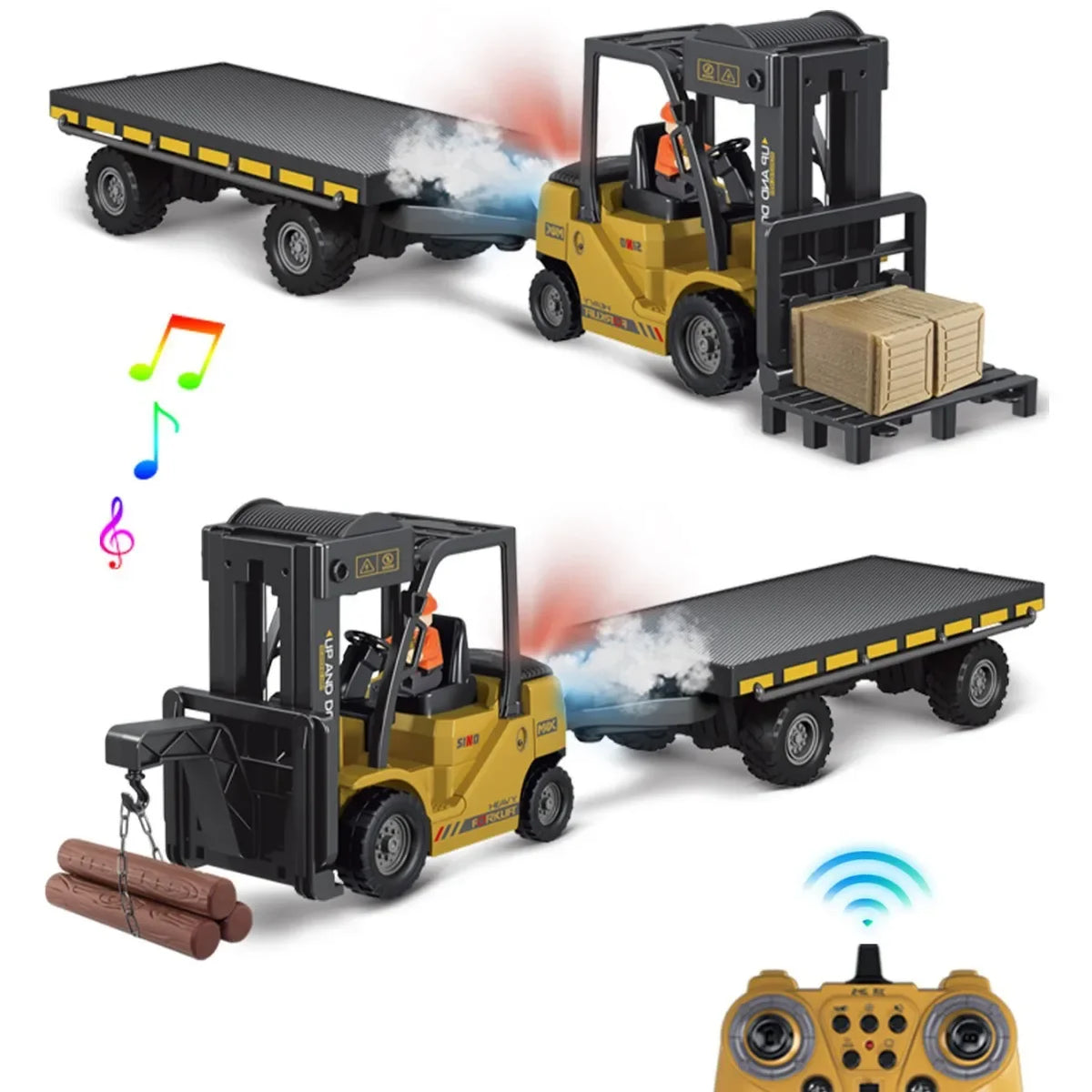 2In1 RC Forklift Truck With Trailer &ndash; Realistic Sound