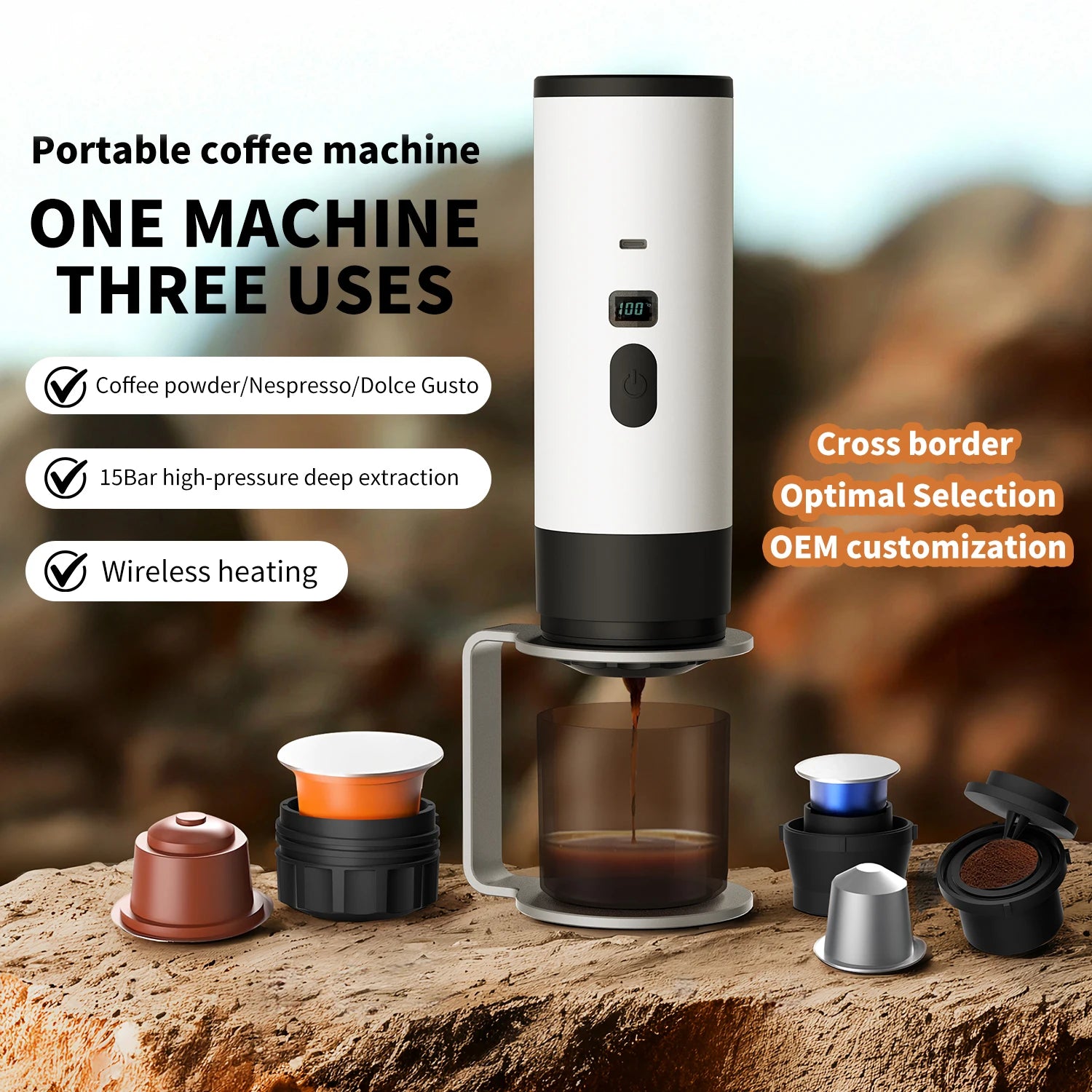 2025 New Portable Capsule Coffee Machine &ndash; High Pressure Brewing with Touch Screen Display