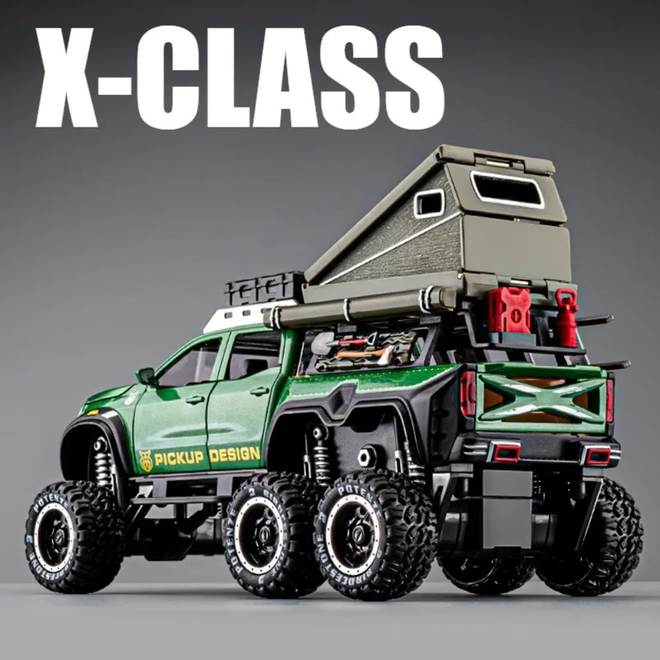 Model de jucărie din metal cu lumini pentru Mercedes-Benz UNIMOG X-Class 1:28