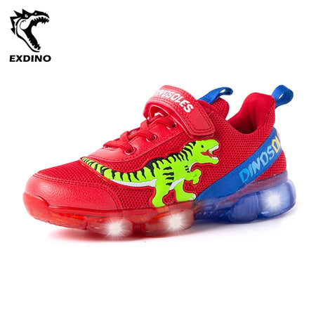 EXDINO T-Rex LED Glowing Sneakers for Boys (Ages 2-9)