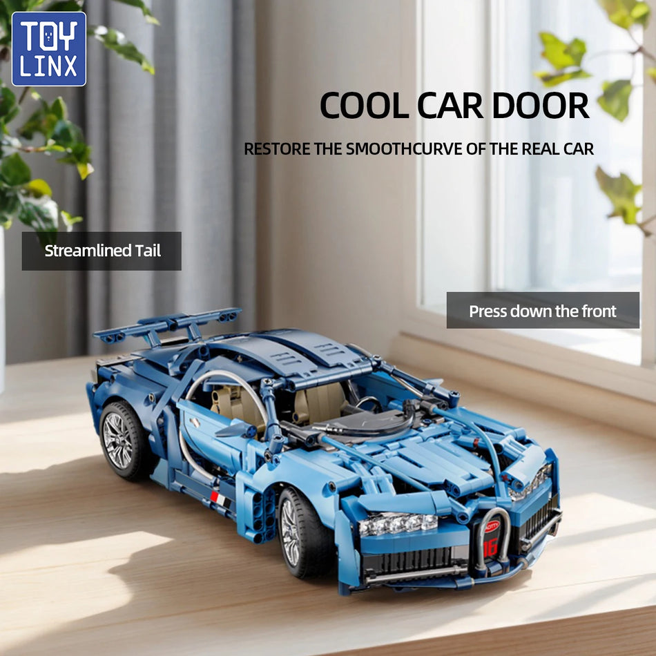 Blue Bugatti Car 1144 Pieces Building Blocks Set For Kids