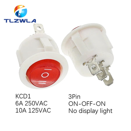 TLZWLA Round Rocker Switch &ndash; LED Illuminated Design for Versatile Usage 3Pin redlight ON-OFF