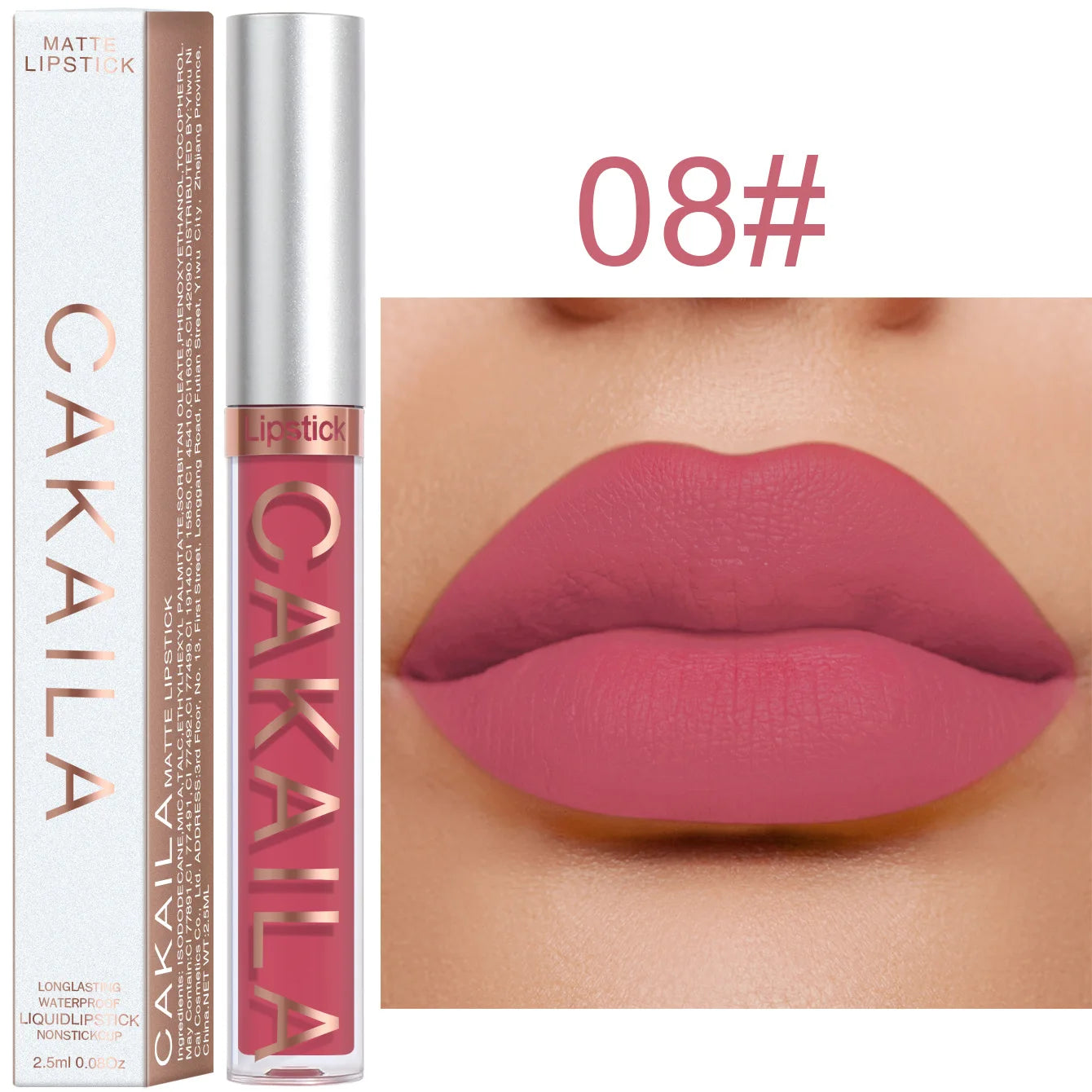 18 Colour Matte Lipstick - Non-Stick Cup Waterproof Lip Gloss 08