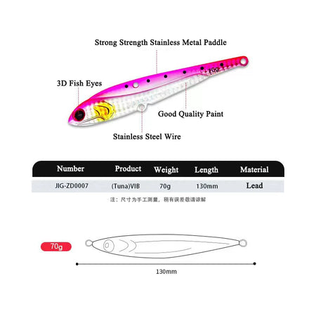 AS VIB Fishing Lure Bait 70g Metal Jig for Sea Fishing - High Performance Spinner for Tuna &amp; Grouper