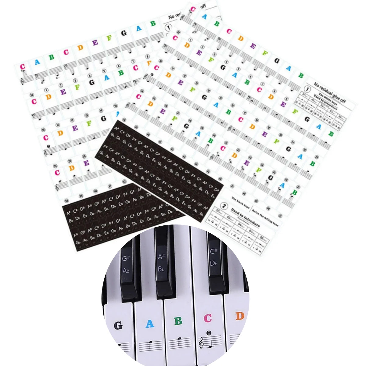 Miwayer Piano Key Stickers 37 To 88 Keys &ndash; Removable Labels