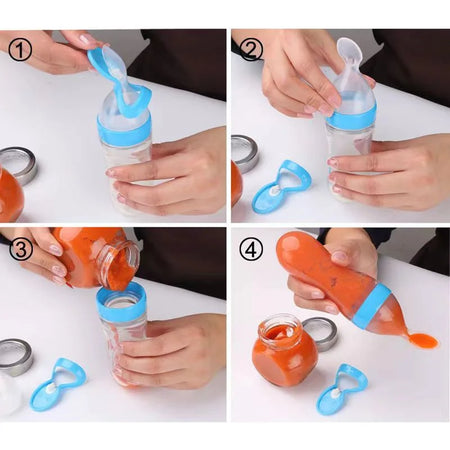 Multifunctional Silicone Squeeze Feeding Spoon for Babies