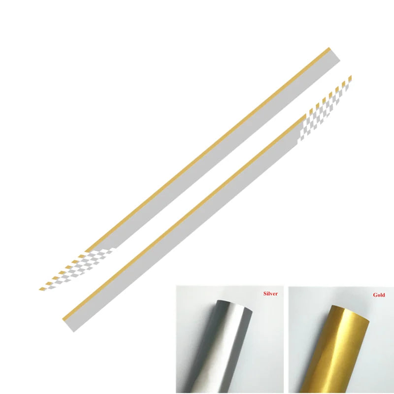 Fiat 124 Spider Car Door Side Skirt Stickers - 2pcs Racing Sport Vinyl Decals &amp; Auto Body DIY Accessories - Glossy Black, Matte Black, Silver, White, Gold Silver-Gold