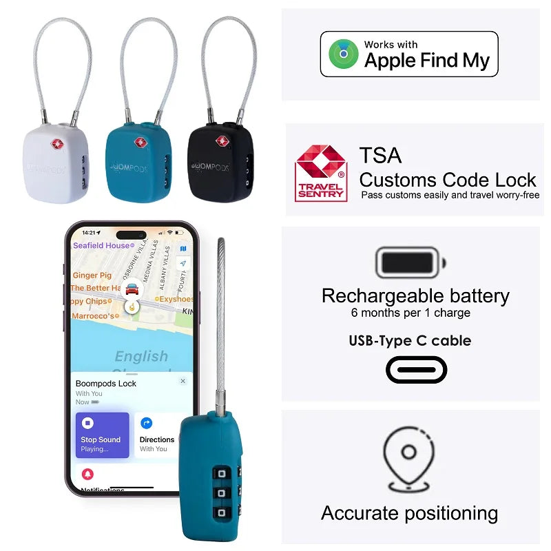 TSA Customs Code Lock &ndash; Find My GPS Tracker Padlock