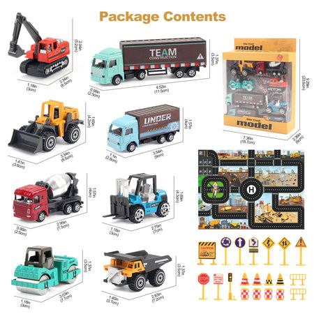 Coolplay 8 Piece Alloy Engineering Truck Set &ndash; Classic Construction Fun for Boys