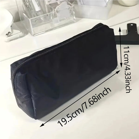 Simple Black Canvas Pencil Case - Large Capacity Stationery Storage