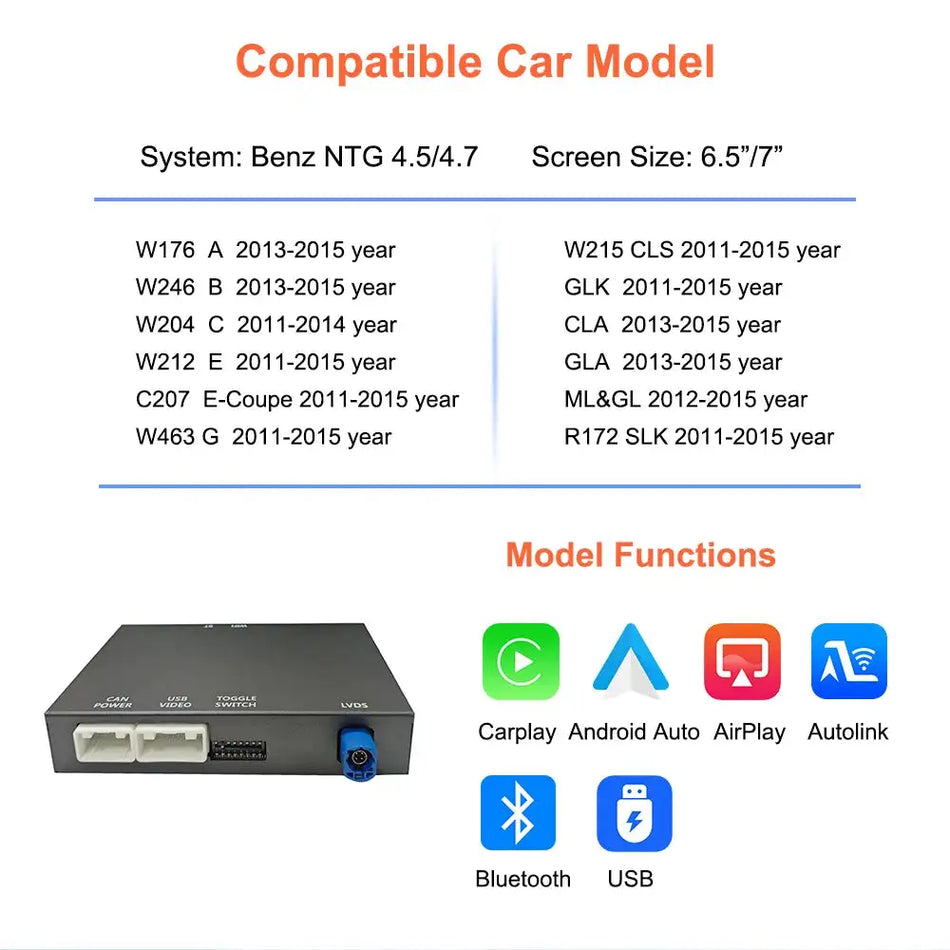 Bonroad Wireless CarPlay Android Auto For Mercedes NTG 4 7