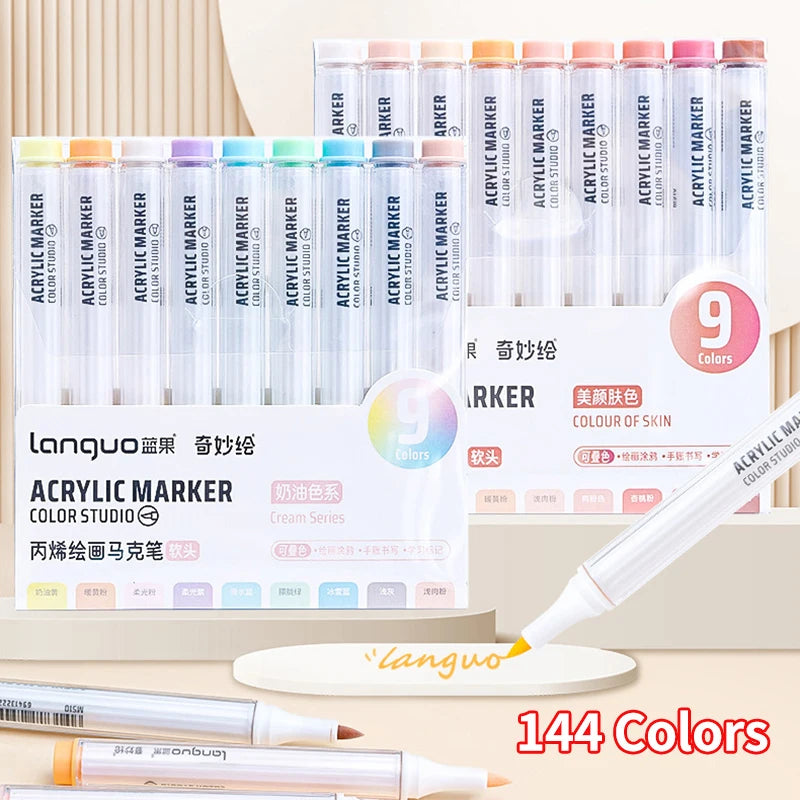Languo 144/9 Colors Acrylic Paint Pens &ndash; Vibrant DIY Markers