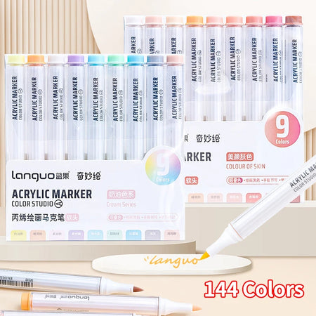 Languo 144/9 Colors Acrylic Paint Pens &ndash; Vibrant DIY Markers
