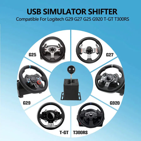PC USB H Gear Shifter For Logitech G27 G29 G25 G920 For Thrustmaster T300RS/GT Shift Knob For ETS2 Simracing Racing Game by InterCyprus Trading Ltd