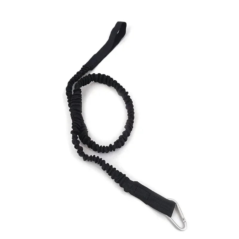 DIZETION Kayak Paddle Leash 1PC &ndash; Adjustable Coiled Lanyard Black