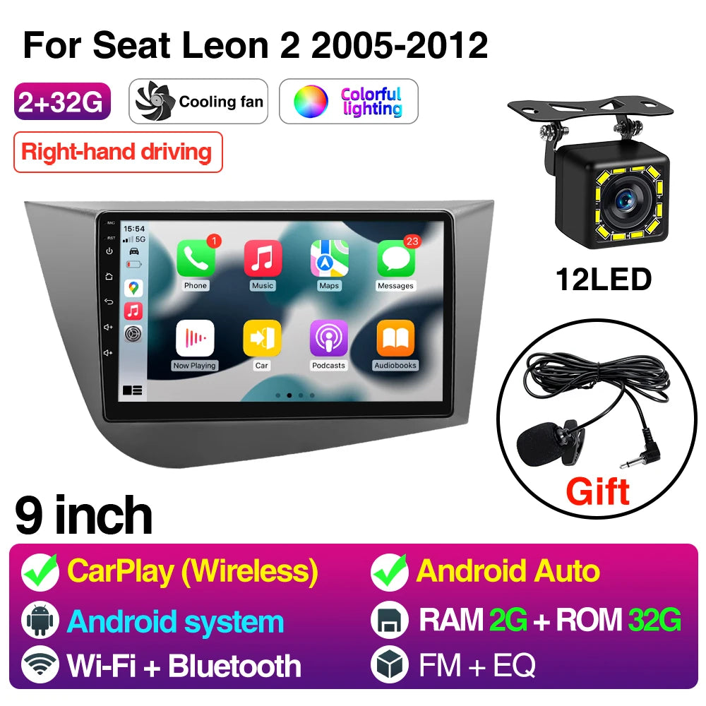 9Inch Car Radio Wireless CarPlay Android 13 &ndash; RHD Fit 2 32GB 12LED
