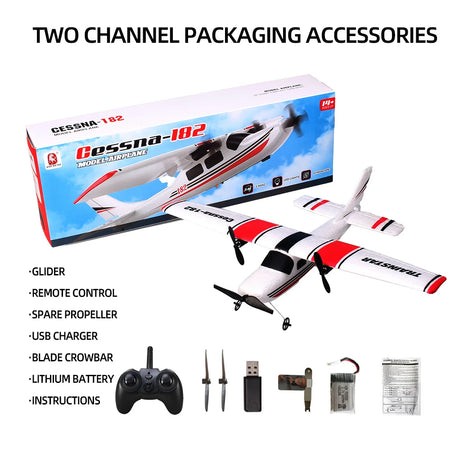 Cessna-182 RC Airplane - 2.4GHz Beginner-Friendly Glider with Aerobatic Features BM13TwoChannels