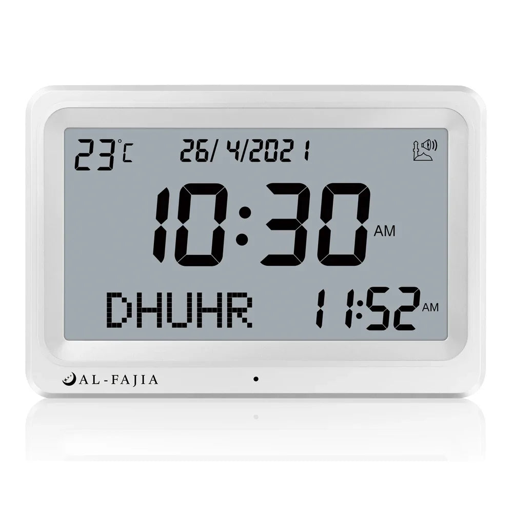 Larger LCD Azan Clock &ndash; Multi-Language Prayer Alerts white