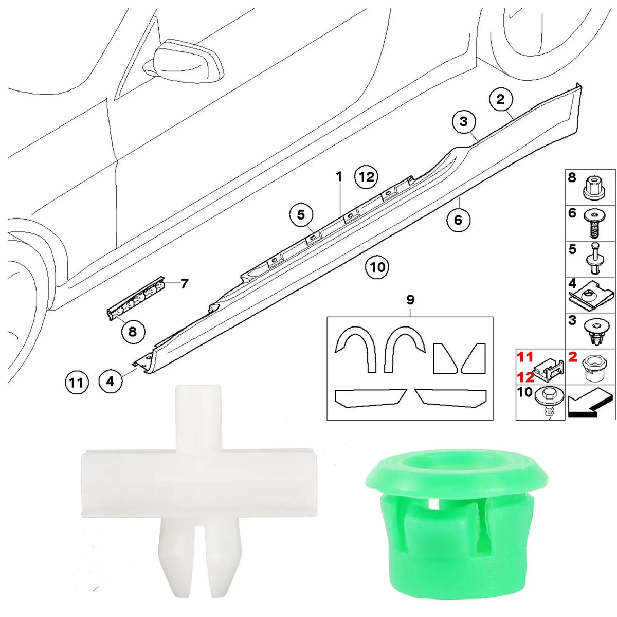 20x Side Sill Skirt Trim Moulding Clips 51718184574 For BMW 3 Series E36 E46 E90 E91 Auto Accessories by InterCyprus Trading Ltd