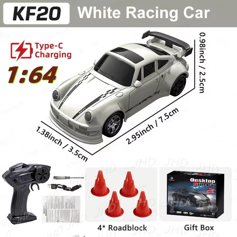 JHD 1:64 KF20 Four-Wheel Remote-Controlled Drift Car KF20 Car White