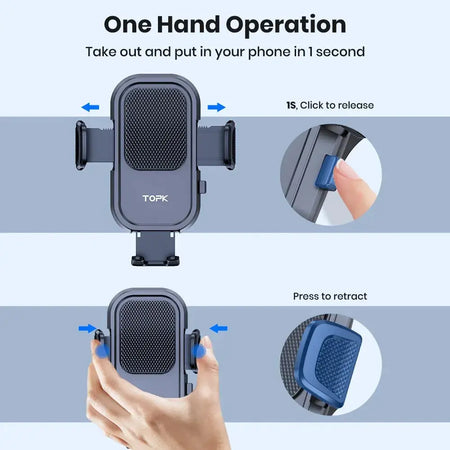 TOPK Car Phone Holder Mount [Upgraded Support Function] Metal Hook Cell Phone Holder For Car Air Vent Compatible With All Phones by InterCyprus Trading Ltd