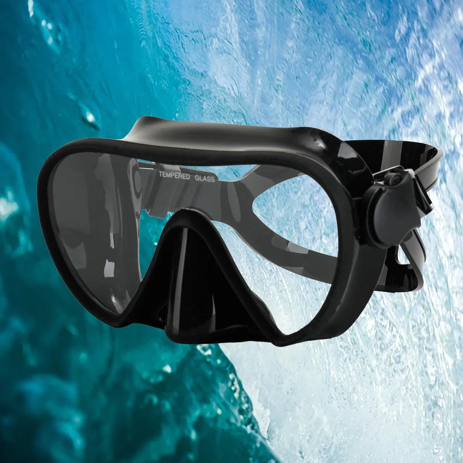 Frameless Scuba Diving Mask with Panoramic Tempered Glass and Silicone Skirt